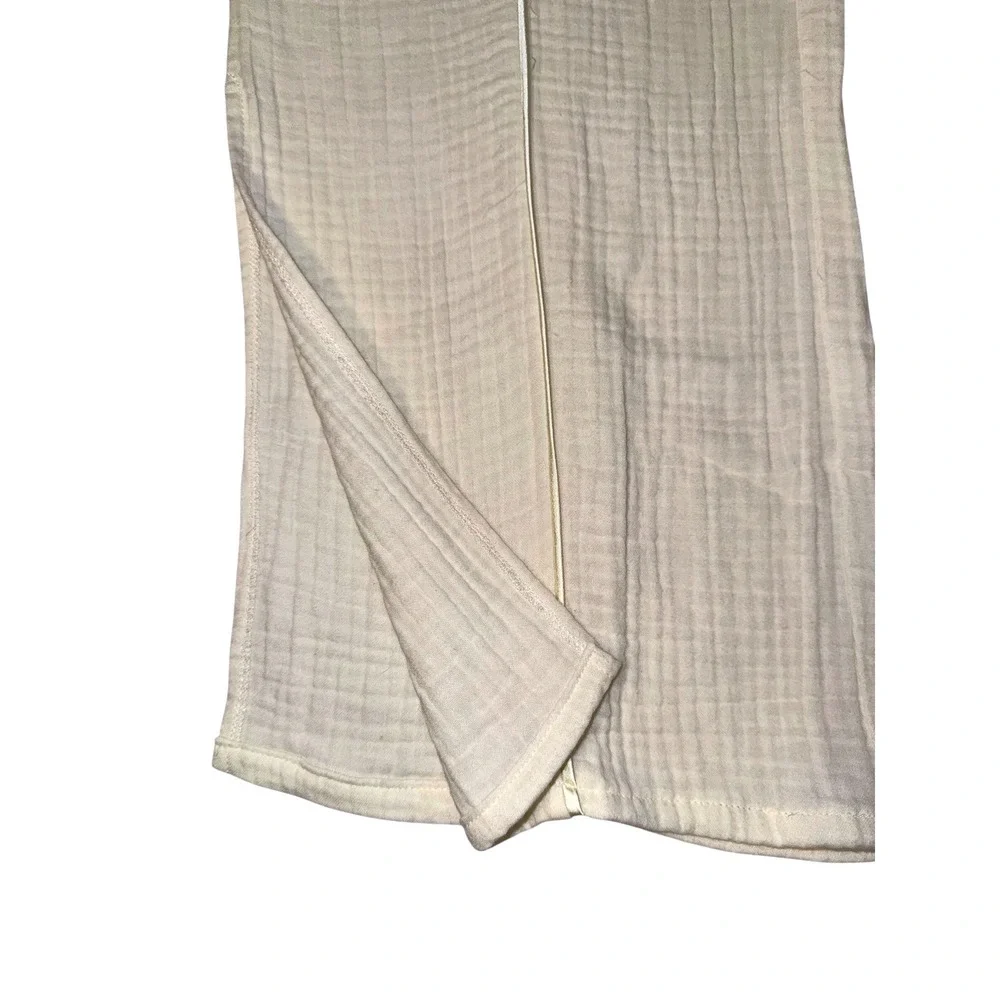 SEDGE Harrison Pant White 100% Cotton Gauze Wide Leg‎ Side Slit Small